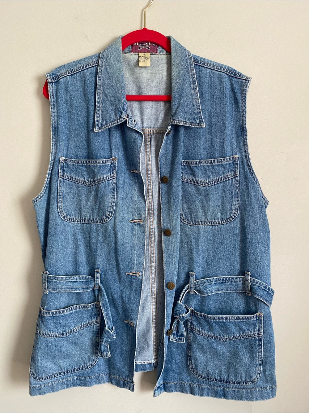 Denim&Co Utility Vest XL Denim 80s 90s Vintage Festival Biker Gorpcore Cottage